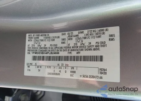 2023 Ford Bronco Black Diamond z USA, uszkodzony, nr VIN 1FMDE5BH4PLB24666